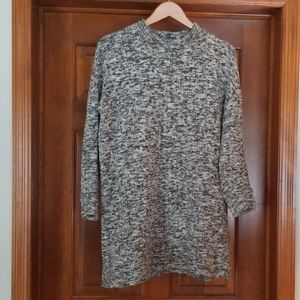 Women's Mock Neck Sweater Dress Marled Black